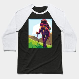 hiking addict pop art Baseball T-Shirt